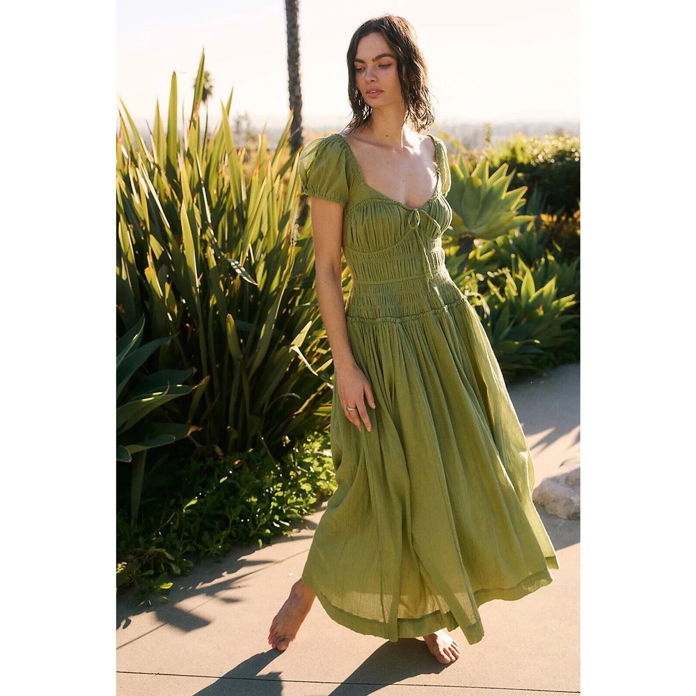 Free People Feeling Bonita Midi Dress Size Small Grasshopper Green